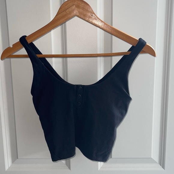 Lululemon Align Ribbed Henley Buttons Crop Tank Top Black 2023 Style: W1EKUS 4 - Picture 2 of 6